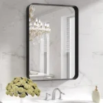 Black Metal Framed Bathroom Mirror